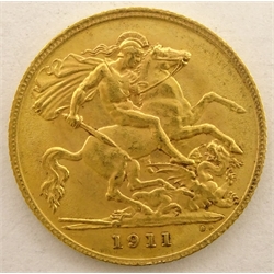  King George V 1911 gold half sovereign  