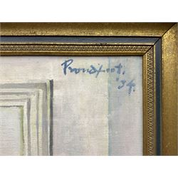 James Proudfoot (Scottish 1908-1971): The Wedding Dress, oil on canvas signed and dated '34, 75cm x 62cm