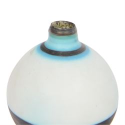 Richard Baxter; studio pottery vase in blue tones with metallic bands, H12cm  