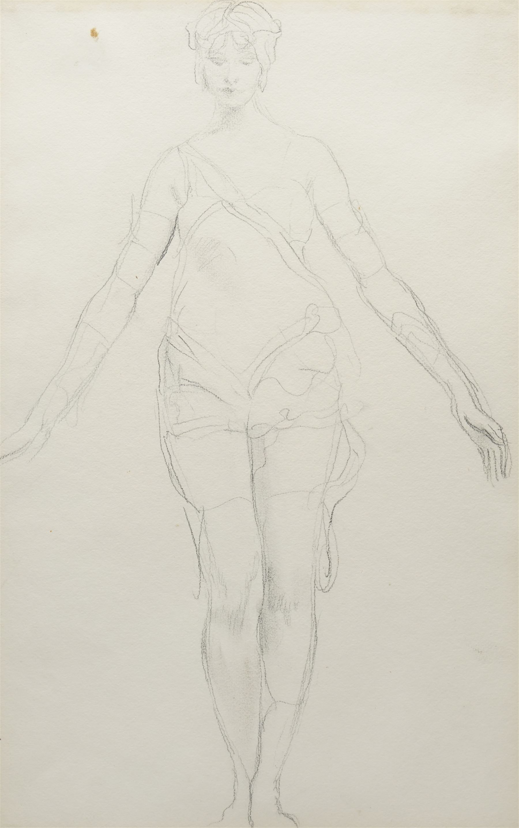 Augustus Edwin John O.M. (British 1878-1961): Full Length Portrait Study of a Classically Draped Female with Arms Outstretched, pencil sketch unsigned 45cm x 28cm
Provenance: Kirkham Hall