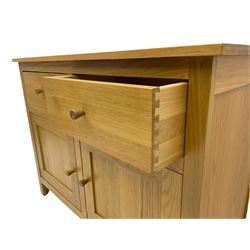 Light oak side cabinet, fitted with two drawers and two cupboards