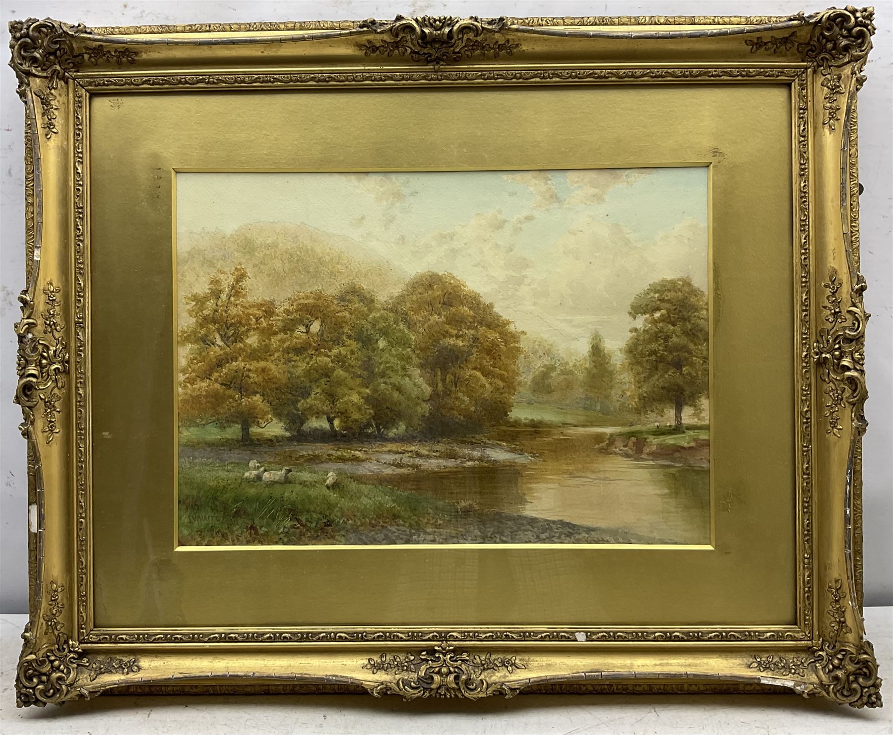 James Whaite (British 1881-1916): Sheep beside a Stream, watercolour signed 35cm x 50cm 