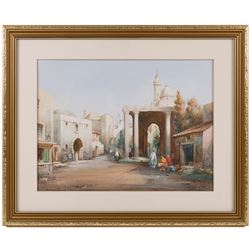 Attrib. Noel Harry Leaver (British 1889-1951): North African Street Scene - likely Tangiers, watercolour signed G Goodall, possibly a pseudonym, 27cm x 36cm