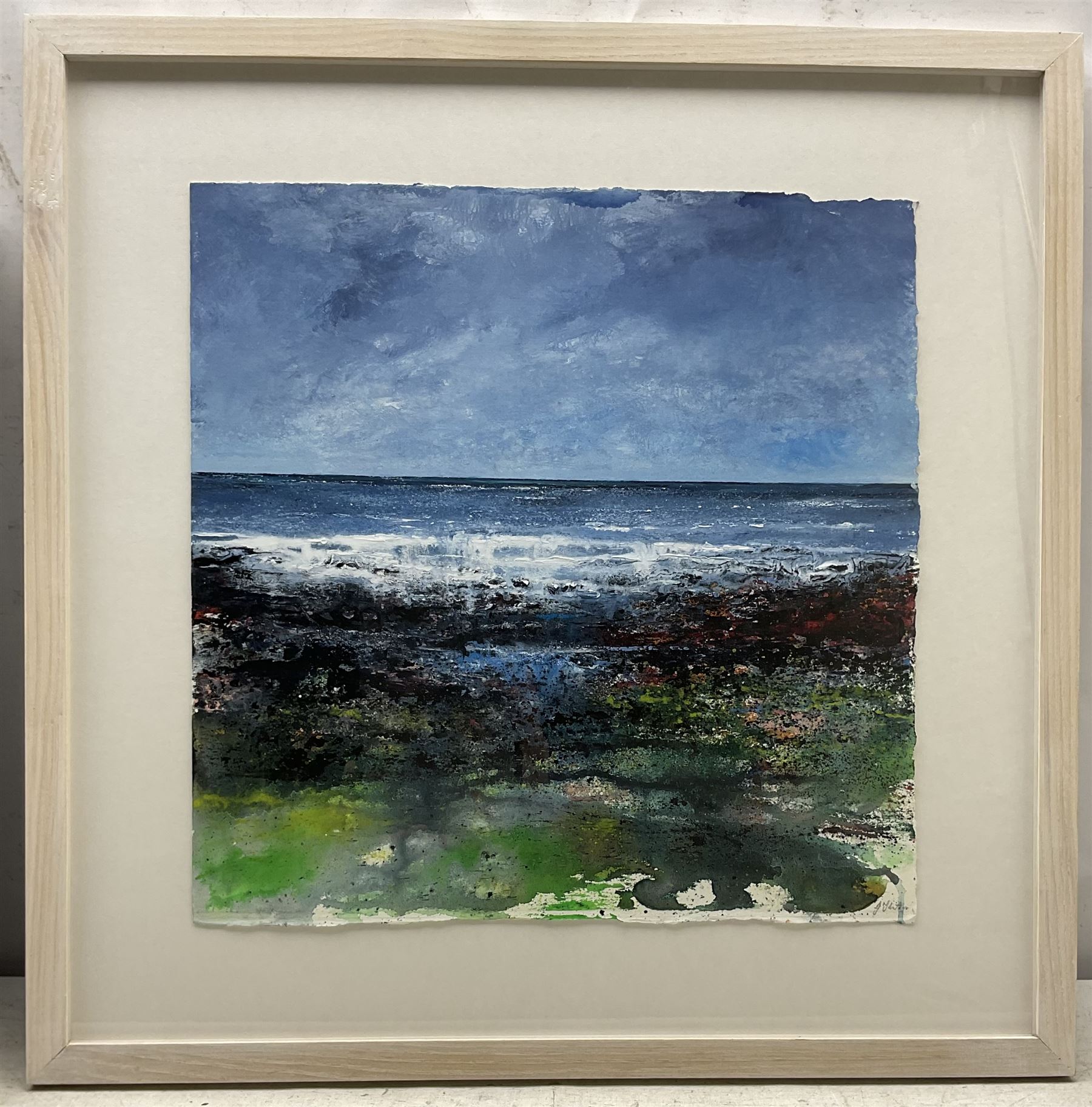 John Thornton (Northern British 1944-): 'Rock Pools - Low Tide', mixed media signed, titled and signed verso 39cm x 39cm