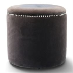 Oka - Costellina circular ottoman stool upholstered in brown velvet