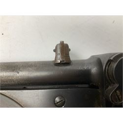 BSA .177 air rifle with top loading under lever action, walnut stock carved with chequered BSA logo to grip, serial no.A1203 L102cm