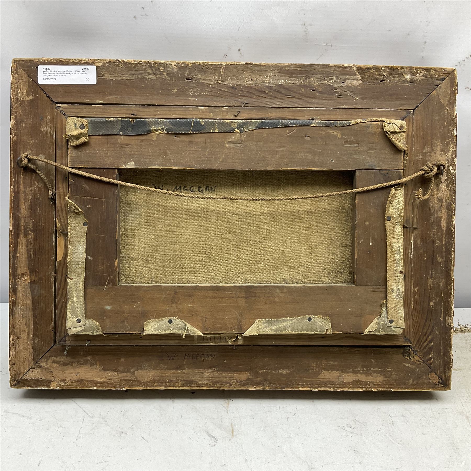 Walter Linsley Meegan (British c1860-1944): Fountains Abbey by Moonlight, oil on canvas unsigned 18cm x 29cm