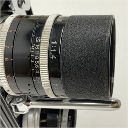 Paillard Bolex H16 RX5 cine camera body with turret for interchangeable lenses, serial no. 232492, with 'Switar H16RX 50mm f1.4' lens, serial no. 667880, 'Switar H16RX 25mm f1.4' lens, serial no.675510, 'Switar H16RX 16mm f1.8' lens, serial no. 884046 and RX fader, in fitted leather carrying case