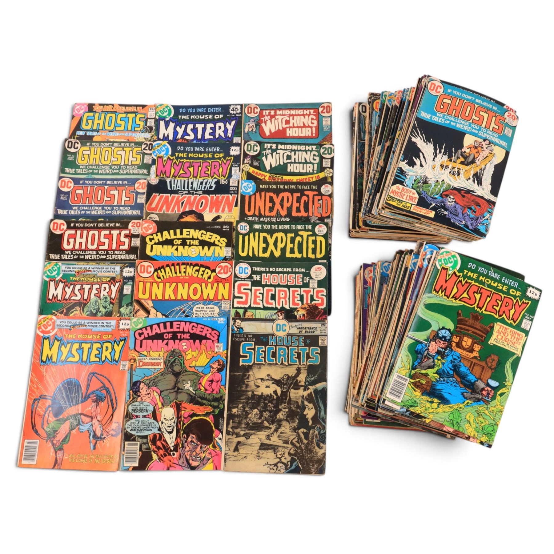 Collection of Bronze Age and later DC horror and supernatural comic books, titles including Ghosts, Challengers of the Unknown, Weird Mystery Tales, Unexpected, Secrets of Haunted House, The Witching Hour, The House of Secrets, etc
