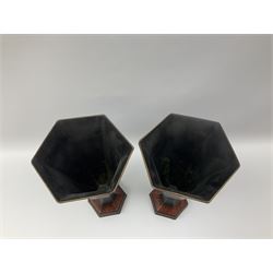Modern pair of Regency style Toleware type vases, of tapering faceted form, H36cm. 