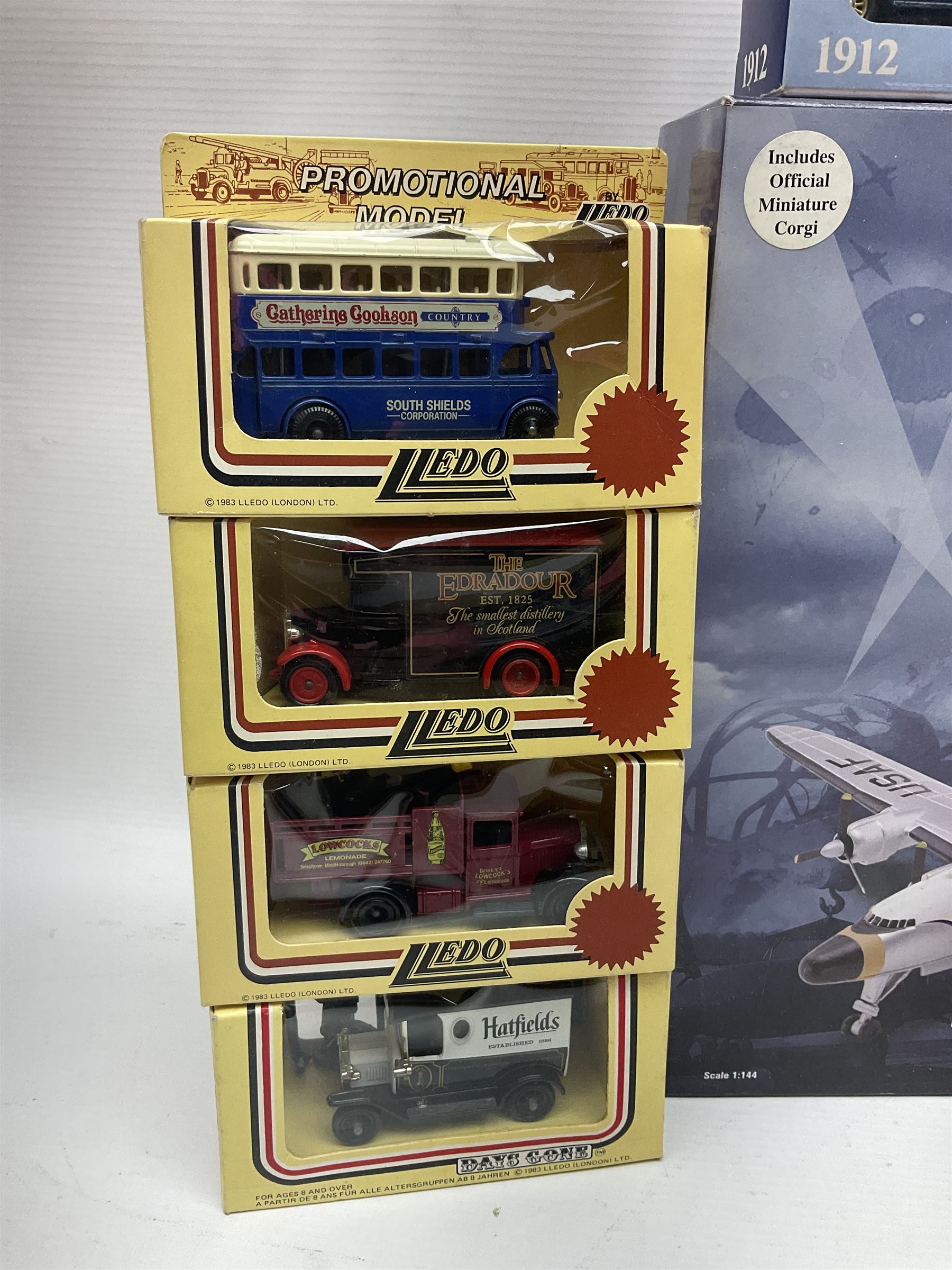 Corgi/Lledo - small collection of modern die-cast vehicles to include Corgi Aviation Archive 1:144 scale aircrafts 47111, 47301 and 47506; Lledo The RFC/RAC Anniversary Collection; quantity of Lledo Days Gone and Corgi models boxed and loose etc 