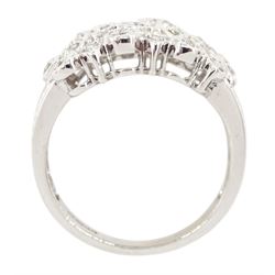 9ct white gold diamond cluster ring, hallmarked