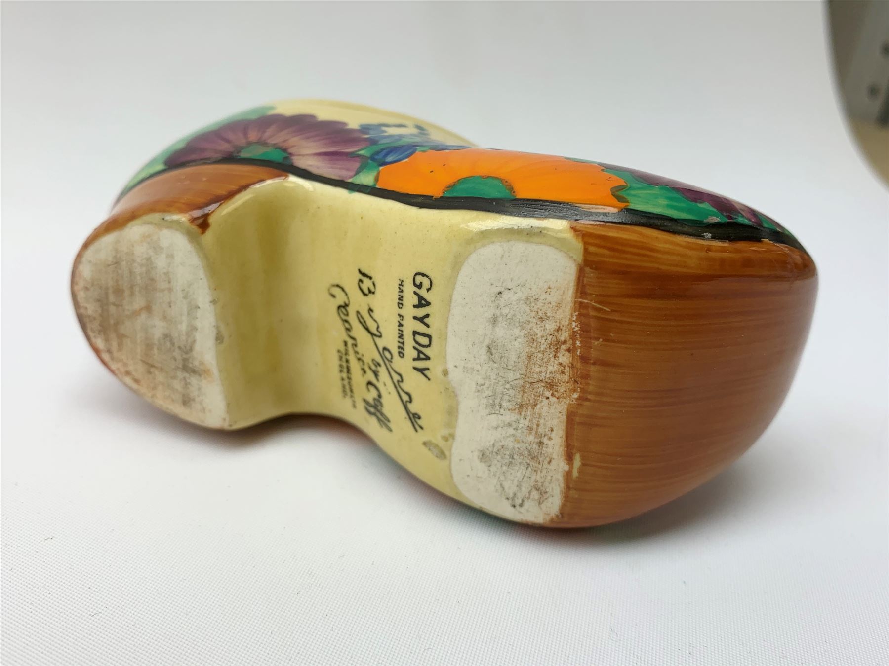 Clarice Cliff Bizarre 'Gayday' pattern Clog, L11.5cm 