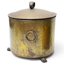 Pair of 19th century brass coal buckets, twin carrying handles and with liners, on scroll feet, H42cm (2)
Provenance: Kirkham Hall