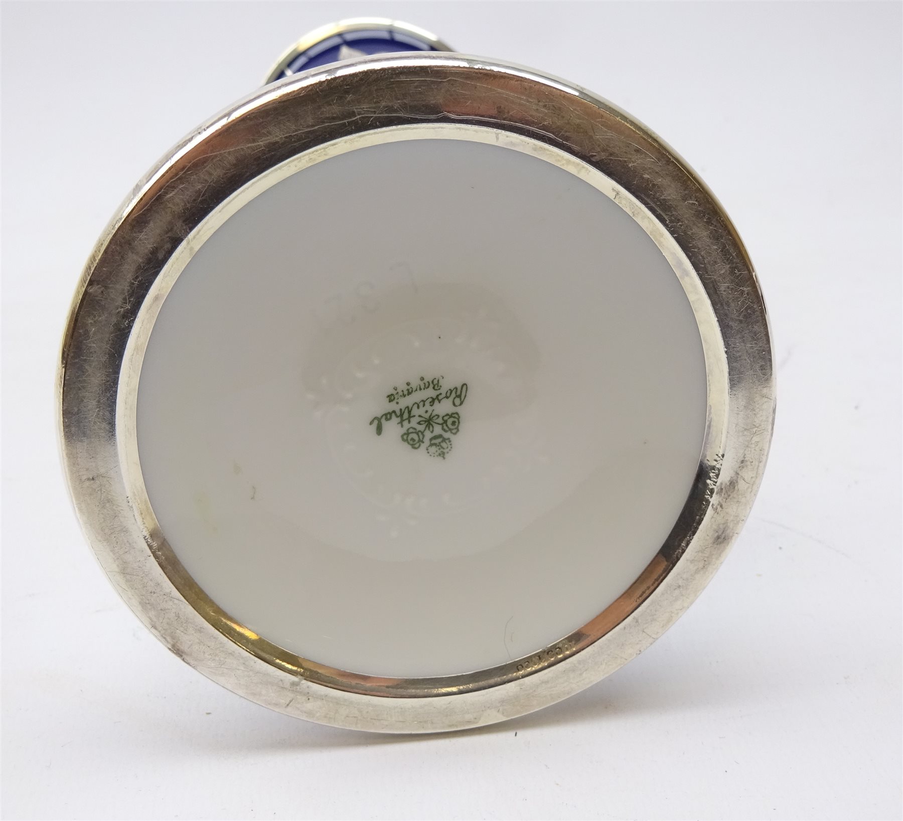 Rosenthal silver overlay porcelain trumpet shaped vase by Friedrich