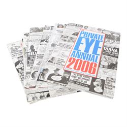 Collection of political humour and caricature books, including signed copy of Hard Times by Peter Brooke, Punch Cartoons on Colour, The Very Best of The Oldie Cartoons, etc