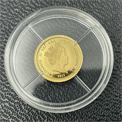 Eleven Queen Elizabeth II miniature gold coins, each being 0.5 grams of 24 carat gold, including Tristan da Cunha 2020 'Laurel', Solomon Islands 2020 '80th Anniversary of the Battle of Britain' etc, all with certificates