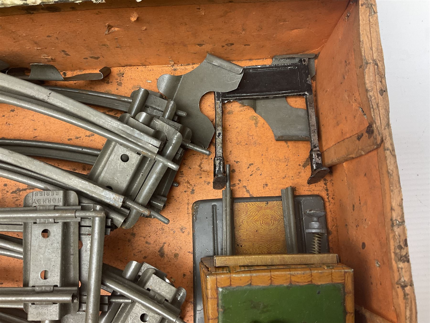 Hornby ‘0’ gauge - No. 0 Goods Set box containing clockwork LNER 0-4-0 locomotive with matching tender no.2710 in black and gold, originally from the No. 1 Goods Set; with NE open wagon, quantity of track, track clips, buffer and key 