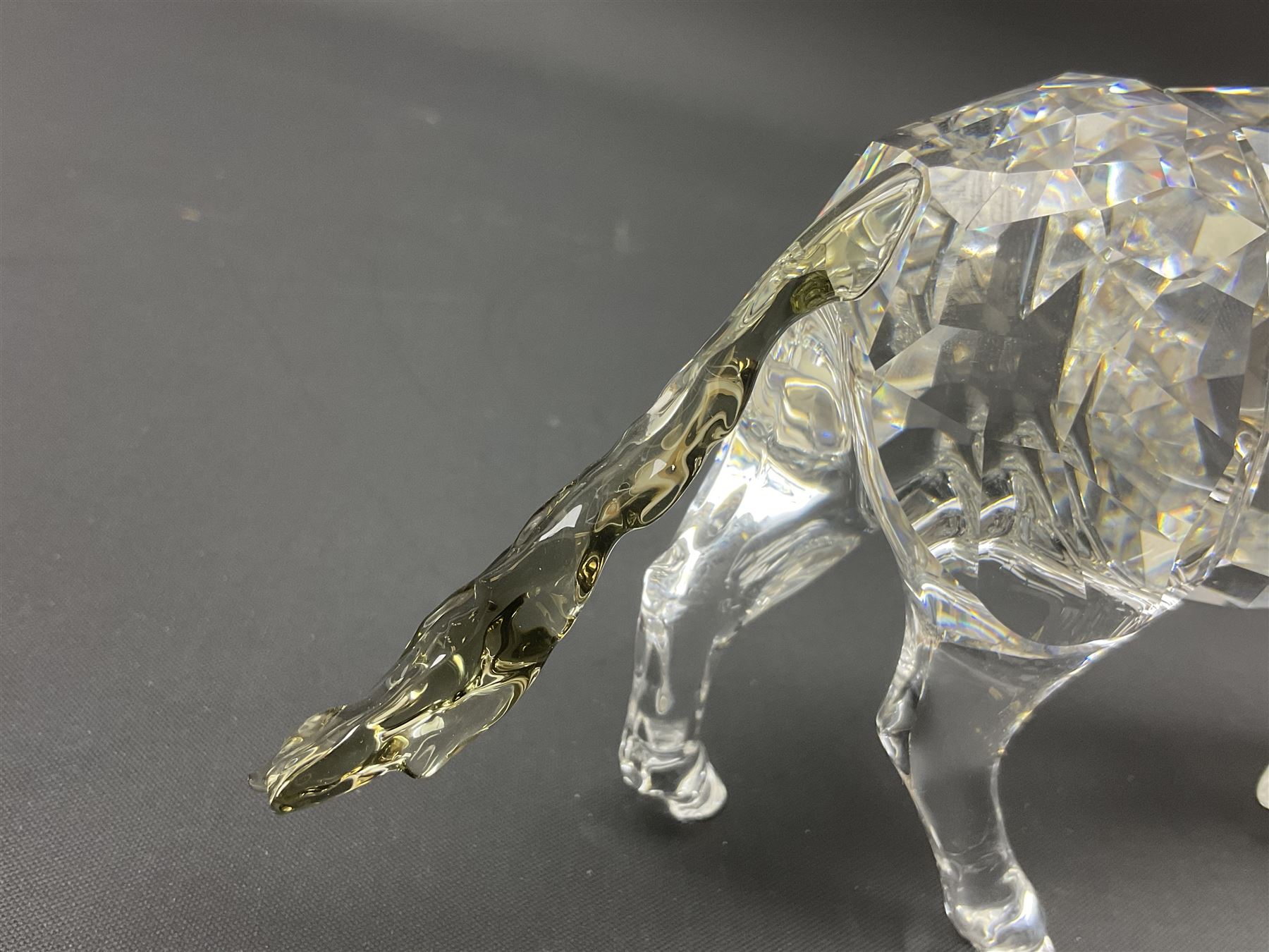 Swarovski Crsytal Society coloured animals, comprising zebra, giraffe and water buffalo, tallest H17.5cm