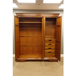  Willis & Gambier Louis Philippe style poplar and cherry wood triple wardrobe, with fitted interior, W175cm, H197cm, D66cm  