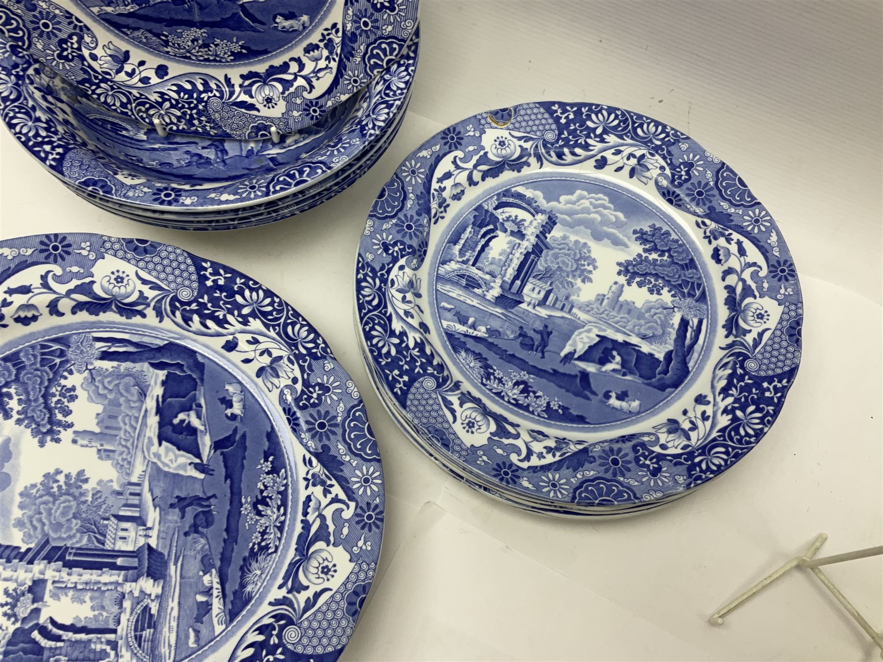 Copeland Spode Italian pattern dinner wares, including two tureens and covers, four serving dishes, six dinner plates, four side plates etc, all with blue printed marks beneath
