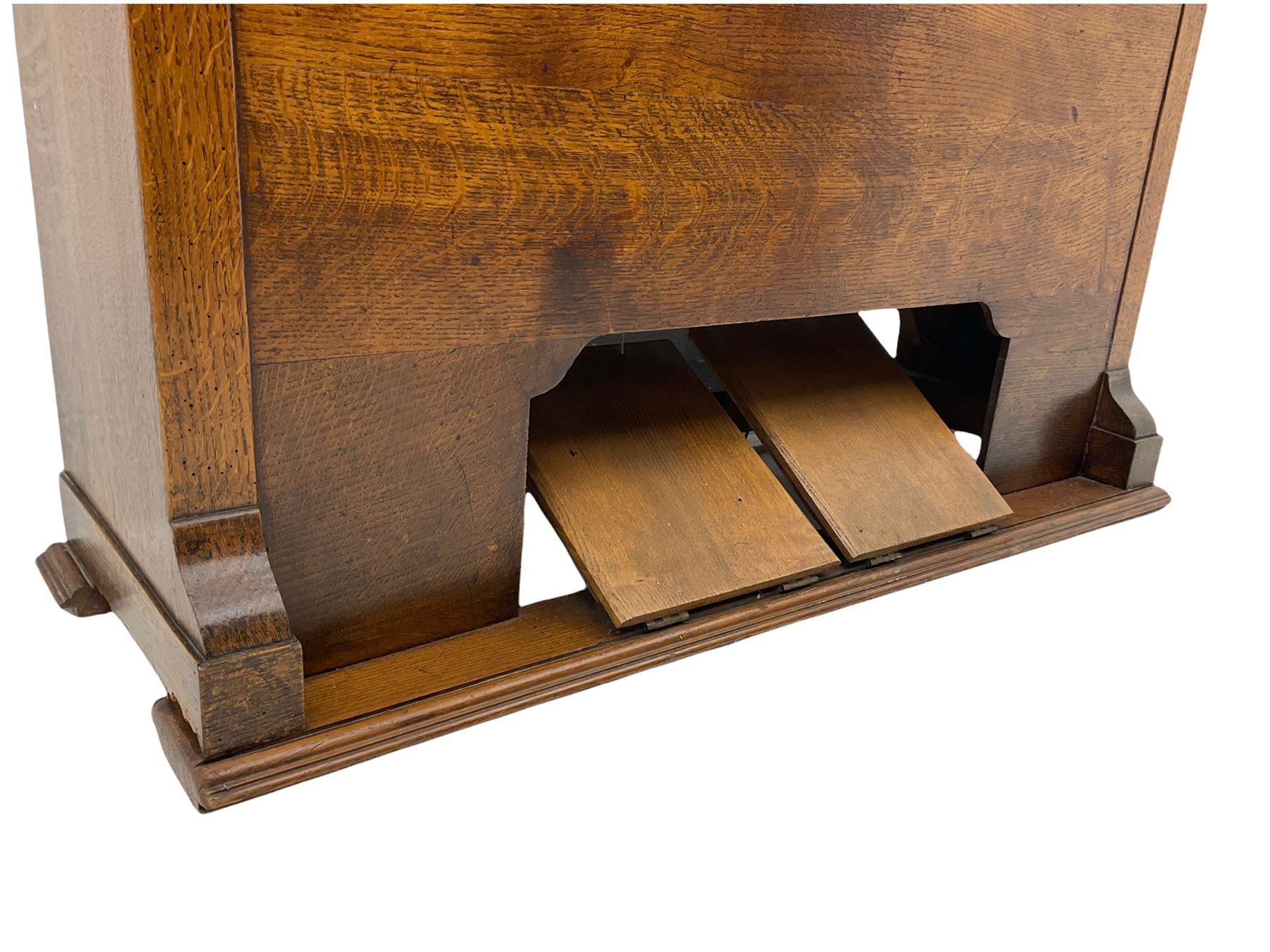 19th century oak cased harmonium, twin pedal pump mechanism