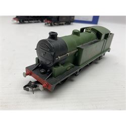 Hornby Dublo - 3-rail - Class N2 0-6-2 locomotive No.9596 in LNER green; and Class N2  0-6-2 tank locomotive No.6917 in LMS black with serif letters; together with a 2-rail Class N2 0-6-2 tank locomotive No.69550; each in unassociated box (3)