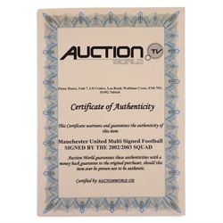 Manchester United football, signed by 2002/2003 season squad, with certificate of authenticity, together with a signed Adidas Classique AC Milan football
