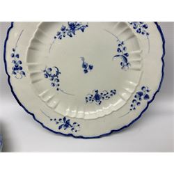 Three late 18th century Caughley moulded plates decorated in the Chantilly Sprigs pattern with flowers and floral festoons in blue, circa 1785-1795, each impressed beneath Salopian, D23cm

Cf. Geoffrey A Godden Caughley & Worcester Porcelain 1775-1800, fig 116 and fig 52 for comparable examples. Godden notes that this particular shape is rare. 