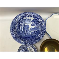 Spode Italian pattern dish, with a matching trinket dish, Royal Doulton poppy plate and other ceramics, together with a engraved footed metal bowl 