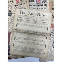 Collection of newspapers and cuttings to include first and second World War examples, Walt Disney Mickey Mouse Weekly Souvenir Coronation issue comic, dated May 30 1953 and other Coronation related news leaves