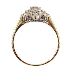 9ct gold diamond cluster ring, hallmarked