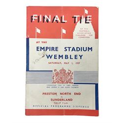 1937 FA Cup Final programme Preston North End v Sunderland, played 1st May 1937 at Wembley during the Coronation year of George VI; ink signature to front cover F. O'Donnell the name of Preston North End's centre forward