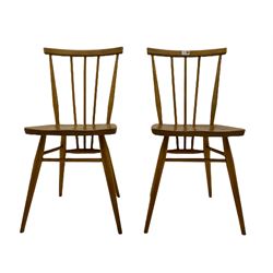 Pair of 1960s Ercol stick back elm and beech kitchen chairs