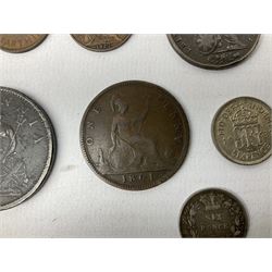 Queen Victoria 1861 penny, 1876 sixpence coin, five early silver coins including Elizabeth I etc