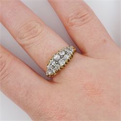 Victorian gold two row old cut diamond ring, stamped 18ct, total diamond weight approx 0.70 carat