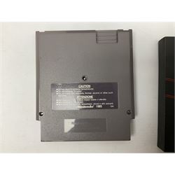 Nintendo Entertainment System (1985) console with two controllers, accessories and instruction booklet. NES Games ‘Duck Hunt’ with Nintendo Zapper gun, ‘Pinball’ and ‘Super Mario Bros.’, all with original sleeves and instruction booklets. NES game ‘Super Mario Bros. 2’ cartridge only