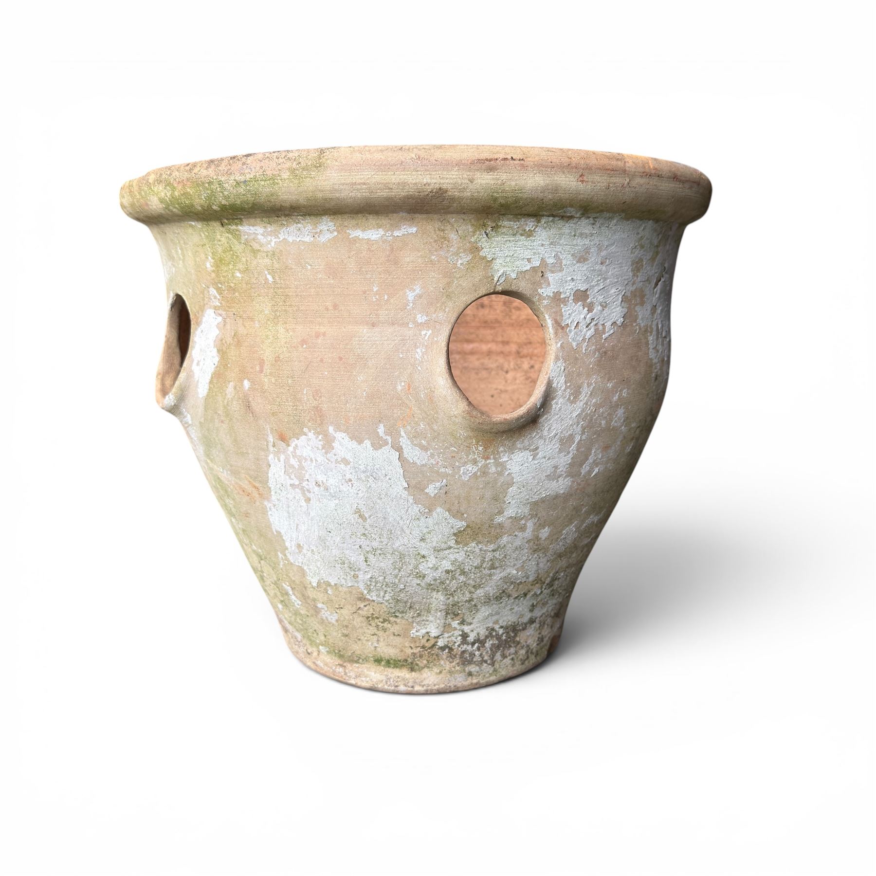 Collection of five terracotta garden planters along with rectangular sandstone trough 