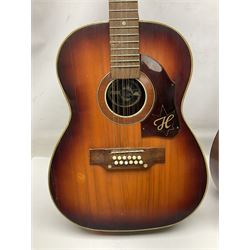 German Hoyer twelve-string acoustic guitar with metallic paper label L106cm; and Indonesian Yamaha F-310 acoustic guitar (2)