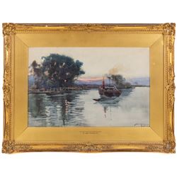 William Lee Hankey (British 1869-1952): 'On the Thames at Isleworth', watercolour signed and dated '98, titled on the mount 33cm x 51cm