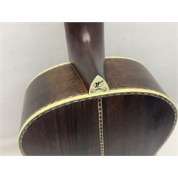 Indonesian crafted re-issue of an early Washburn Parlour guitar, model P314KK, bearing 125 years celebration label dated 2008; serial no.01120400171; L95cm; in Washburn case