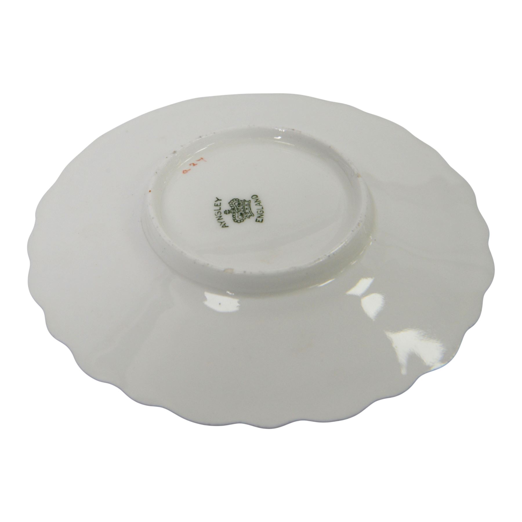 Boxed set of six Aynsley coffee cans and saucers, decorated with gilt greek key border, the cans within silver mounts, hallmarked Birmingham 1911