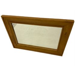 Oak framed rectangular wall mirror