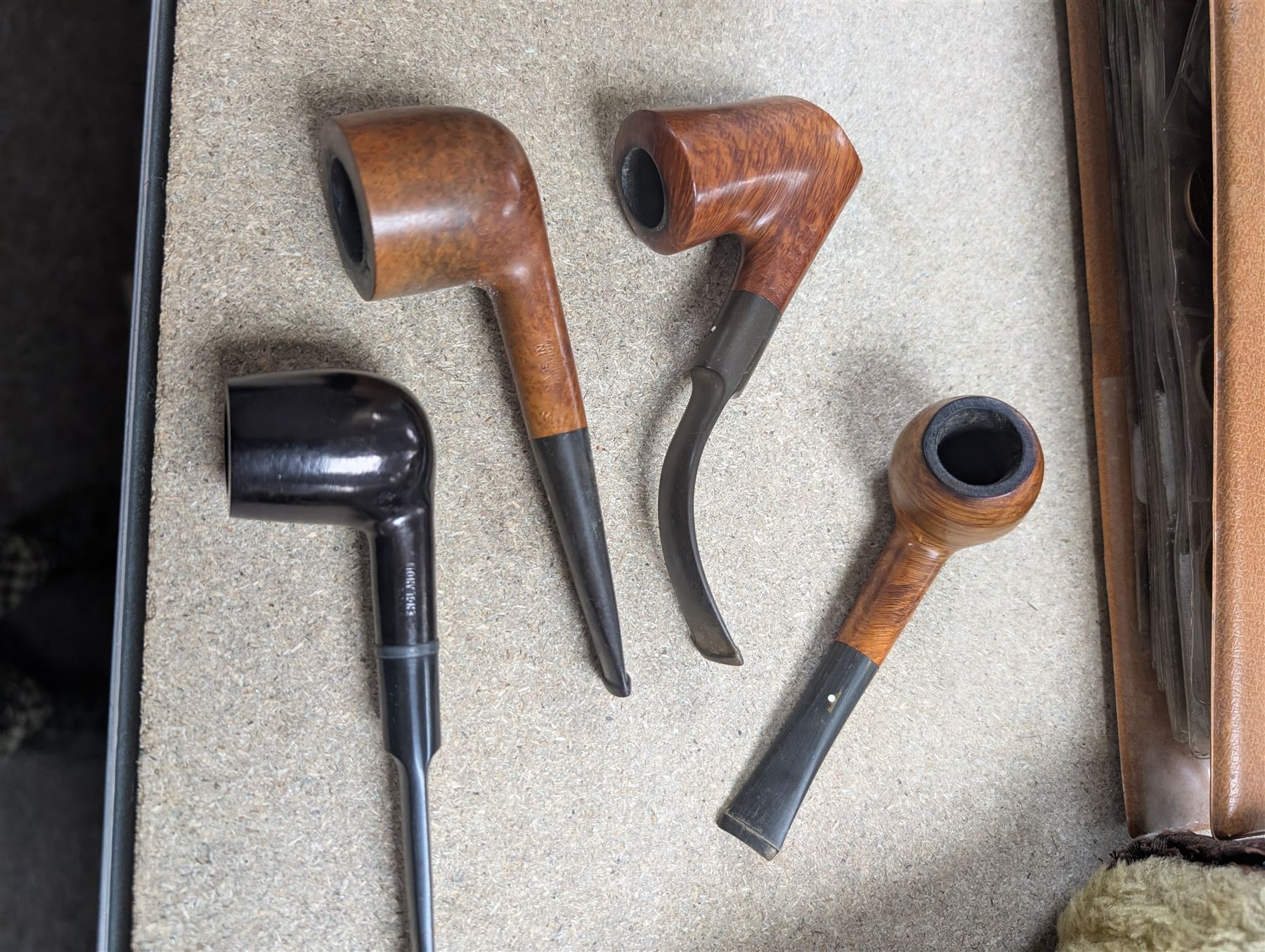 Karl Hart Schwetzingen cigar mould, together with a collection of pipes, including makers Carey, Stanwell, Dunhill etc