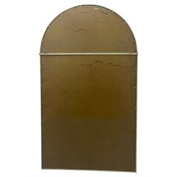 Contemporary arched overmantel mirror, segmented into twelve sections set within a white painted metal frame