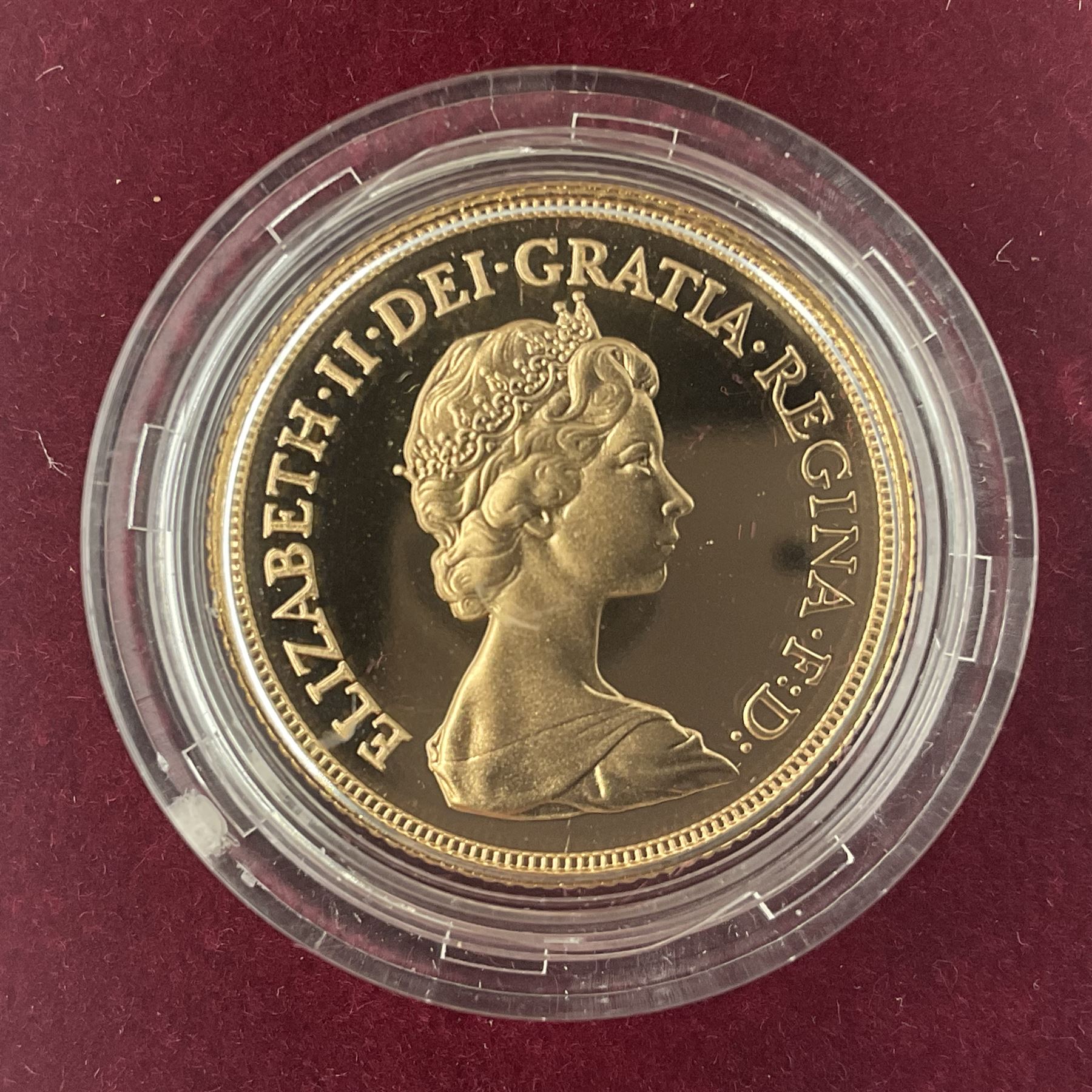Queen Elizabeth II 1983 gold proof full sovereign coin, cased with certificate