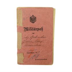 WWI German Artillery I.D book for Gustav Franzs Lowenstein, who as also awarded the EKII 2...