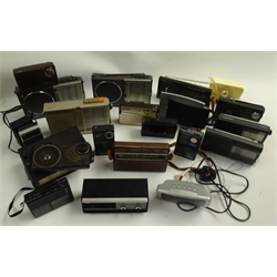  Over twenty portable and mains radios including two Grundig Party Boy 110, Grundig Hit Boy 100, Stuzzi, RRR, Sony, Teknique, etc  