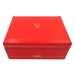 Tudor gentleman's manual wind 17 rubies wristwatch, Ref 1755, cal. 1506 1507, on black leather strap, boxed