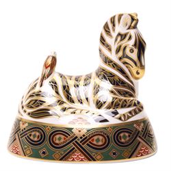 Royal Crown Derby paperweight, Zebra, exclusive edition for Harrods with gold stopper